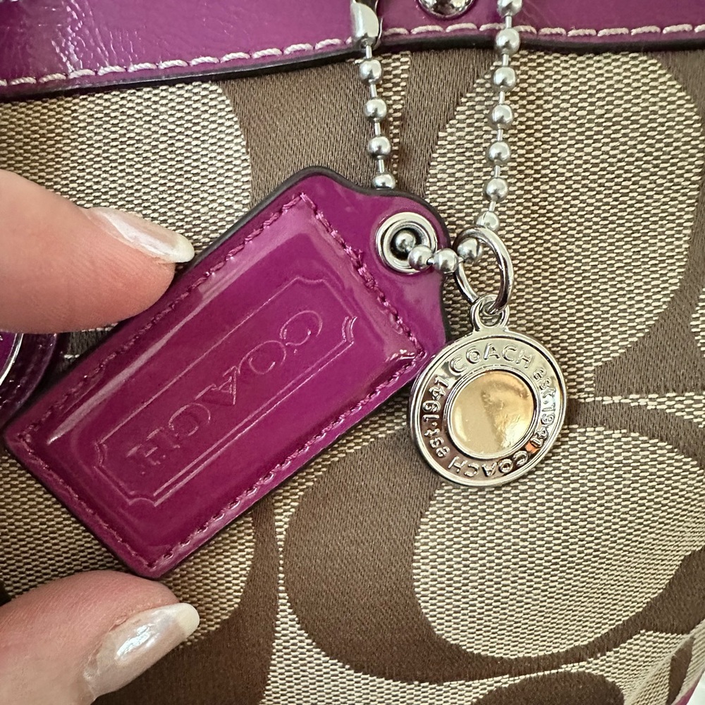 Coach Brown and Pink Tote with Signature Style - Picture 12 of 16